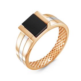 Золотая мужская печатка КЮЗ Del'ta с фианитом Dдф040001 Dдф040001 фото