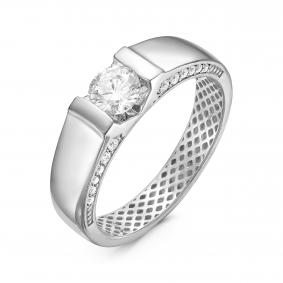 Кольцо из белого золота КЮЗ Del'ta Dдф090010б с фианитом Dдф090010б фото