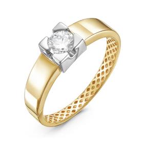 Кольцо из лимонного золота КЮЗ Del'ta Dдф110003л с фианитом Dдф110003л фото