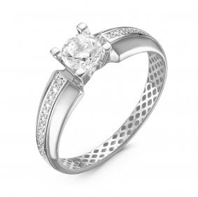 Кольцо из белого золота КЮЗ Del'ta Dдф110007б с фианитом Dдф110007б фото