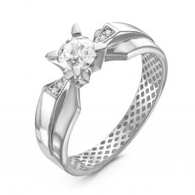 Кольцо из белого золота КЮЗ Del'ta Dдф110012б с фианитом Dдф110012б фото