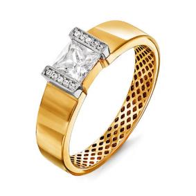 Золотое кольцо КЮЗ Del'ta Dдф110013 с фианитом Dдф110013 фото