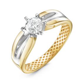 Кольцо из лимонного золота КЮЗ Del'ta Dдф110025л с фианитом Dдф110025л фото