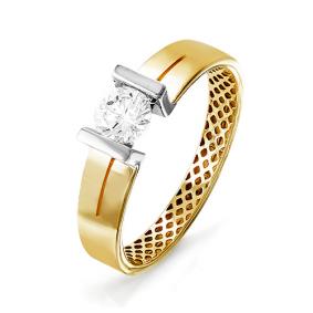 Кольцо из лимонного золота КЮЗ Del'ta Dдф110035л с фианитом Dдф110035л фото