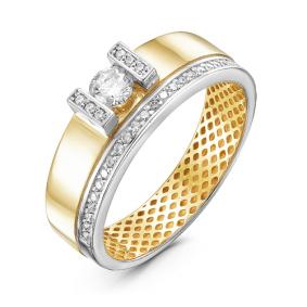 Кольцо из лимонного золота КЮЗ Del'ta Dдф110048л с фианитом Dдф110048л фото