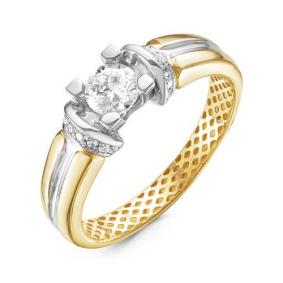 Кольцо из лимонного золота КЮЗ Del'ta Dдф110051л с фианитом Dдф110051л фото