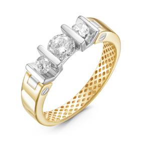 Кольцо из лимонного золота КЮЗ Del'ta Dдф110056л с фианитом Dдф110056л фото