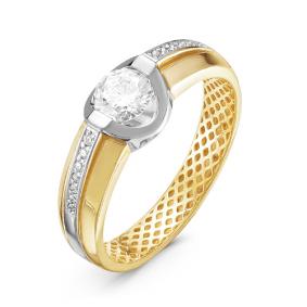 Кольцо из лимонного золота КЮЗ Del'ta Dдф110100л с фианитом Dдф110100л фото