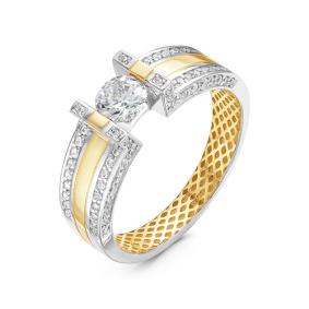 Кольцо из лимонного золота КЮЗ Del'ta Dдф110102л с фианитом Dдф110102л фото
