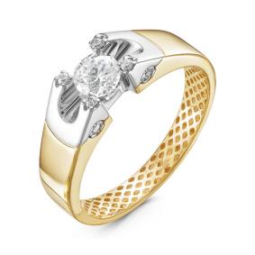 Кольцо из лимонного золота КЮЗ Del'ta Dдф110109л с фианитом Dдф110109л фото