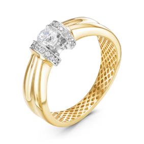 Кольцо из лимонного золота КЮЗ Del'ta Dдф110152л с фианитом Dдф110152л фото