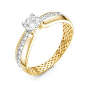 Кольцо из лимонного золота КЮЗ Del'ta Dдф110155л с фианитом Dдф110155л фото