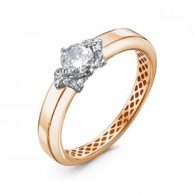Золотое кольцо КЮЗ Del'ta Dдф1101590р с фианитом Dдф1101590р фото