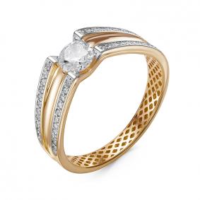 Золотое кольцо КЮЗ Del'ta Dдф110161 с фианитом Dдф110161 фото
