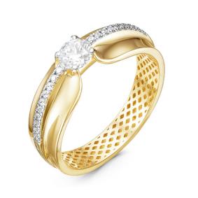 Кольцо из лимонного золота КЮЗ Del'ta Dдф110162л с фианитом Dдф110162л фото