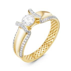 Кольцо из лимонного золота КЮЗ Del'ta Dдф110163л с фианитом Dдф110163л фото