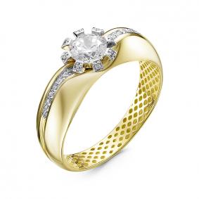 Кольцо из лимонного золота КЮЗ Del'ta Dдф110168л с фианитом Dдф110168л фото