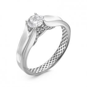 Кольцо из белого золота КЮЗ Del'ta Dдф110256рб с фианитом Dдф110256рб фото