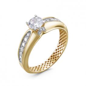 Кольцо из лимонного золота КЮЗ Del'ta Dдф110258рл с фианитом Dдф110258рл фото