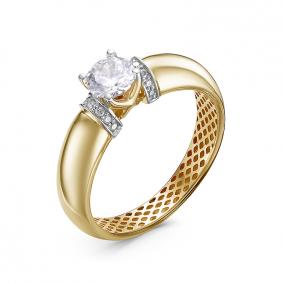Кольцо из лимонного золота КЮЗ Del'ta Dдф110259рл с фианитом Dдф110259рл фото