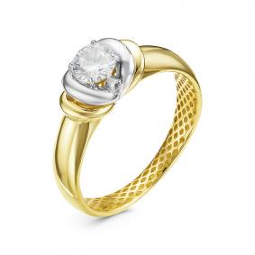Кольцо из лимонного золота КЮЗ Del'ta Dдф110260рл с фианитом Dдф110260рл фото
