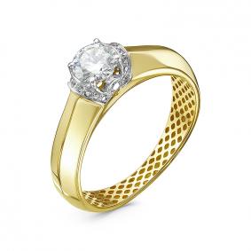 Кольцо из лимонного золота КЮЗ Del'ta Dдф110261рл с фианитом Dдф110261рл фото