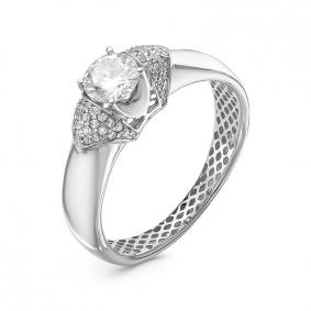 Кольцо из белого золота КЮЗ Del'ta Dдф110269рб с фианитом Dдф110269рб фото
