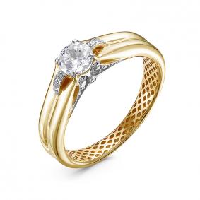 Золотое кольцо КЮЗ Del'ta Dдф110274рл с фианитом Dдф110274рл фото