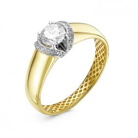 Кольцо из лимонного золота КЮЗ Del'ta Dдф110275рл с фианитом Dдф110275рл фото