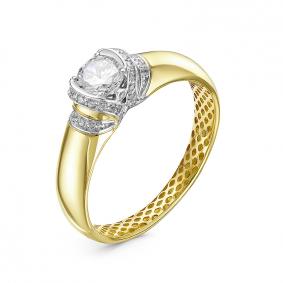 Кольцо из лимонного золота КЮЗ Del'ta Dдф110276рл с фианитом Dдф110276рл фото