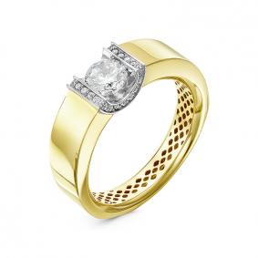 Кольцо из лимонного золота КЮЗ Del'ta Dдф110285рл с фианитом Dдф110285рл фото