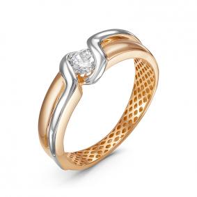 Золотое кольцо КЮЗ Del'ta Dдф110318р с фианитом Dдф110318р фото