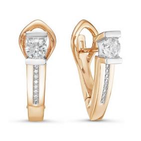 Золотые серьги КЮЗ Del'ta Dдф120005 с фианитом Dдф120005 фото