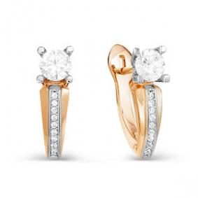 Золотые серьги КЮЗ Del'ta Dдф120007 с фианитом Dдф120007 фото