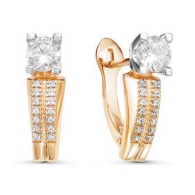 Золотые серьги КЮЗ Del'ta Dдф120008 с фианитом Dдф120008 фото