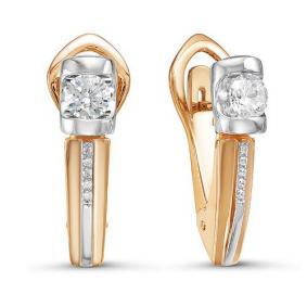 Золотые серьги КЮЗ Del'ta Dдф120010 с фианитом Dдф120010 фото