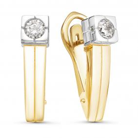 Золотые серьги КЮЗ Del'ta Dдф120015л с фианитом Dдф120015л фото