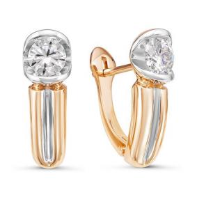 Золотые серьги КЮЗ Del'ta Dдф120016 с фианитом Dдф120016 фото