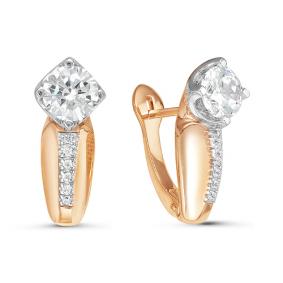 Золотые серьги КЮЗ Del'ta Dдф120018 с фианитом Dдф120018 фото