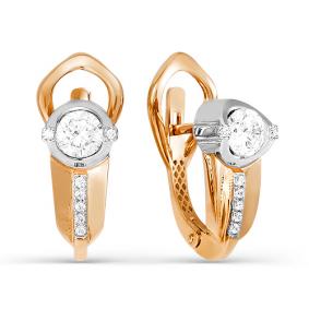 Золотые серьги КЮЗ Del'ta Dдф120021 с фианитом Dдф120021 фото