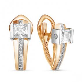 Золотые серьги КЮЗ Del'ta Dдф120031 с фианитом Dдф120031 фото