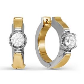 Золотые серьги КЮЗ Del'ta Dдф120039 с фианитом Dдф120039 фото