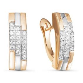 Золотые серьги КЮЗ Del'ta Dдф120057 с фианитом Dдф120057 фото