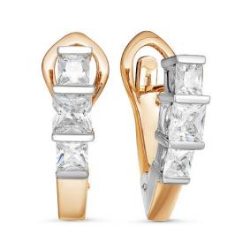 Золотые серьги КЮЗ Del'ta Dдф120060 с фианитом Dдф120060 фото