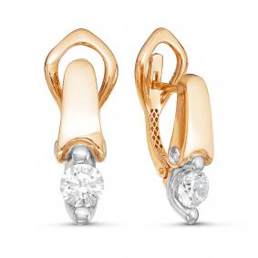 Золотые серьги КЮЗ Del'ta Dдф120061 с фианитом Dдф120061 фото