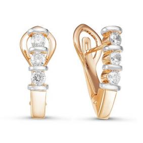 Золотые серьги КЮЗ Del'ta Dдф120063 с фианитом Dдф120063 фото