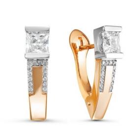 Золотые серьги КЮЗ Del'ta Dдф120069 с фианитом Dдф120069 фото