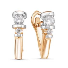 Золотые серьги КЮЗ Del'ta Dдф120070 с фианитом Dдф120070 фото