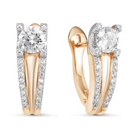 Золотые серьги КЮЗ Del'ta Dдф120076 с фианитом Dдф120076 фото