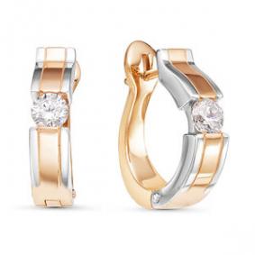 Золотые серьги КЮЗ Del'ta Dдф120087 с фианитом Dдф120087 фото